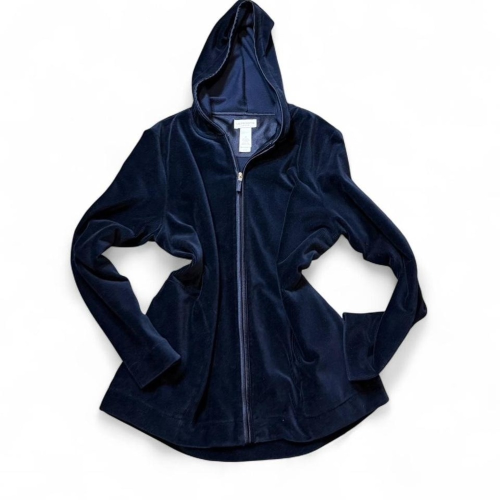 Y2K Liz Claiborne Velour Zip‎ up Hoodie